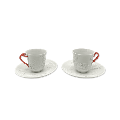 Ginori White Porcelain Coffee Set of 2