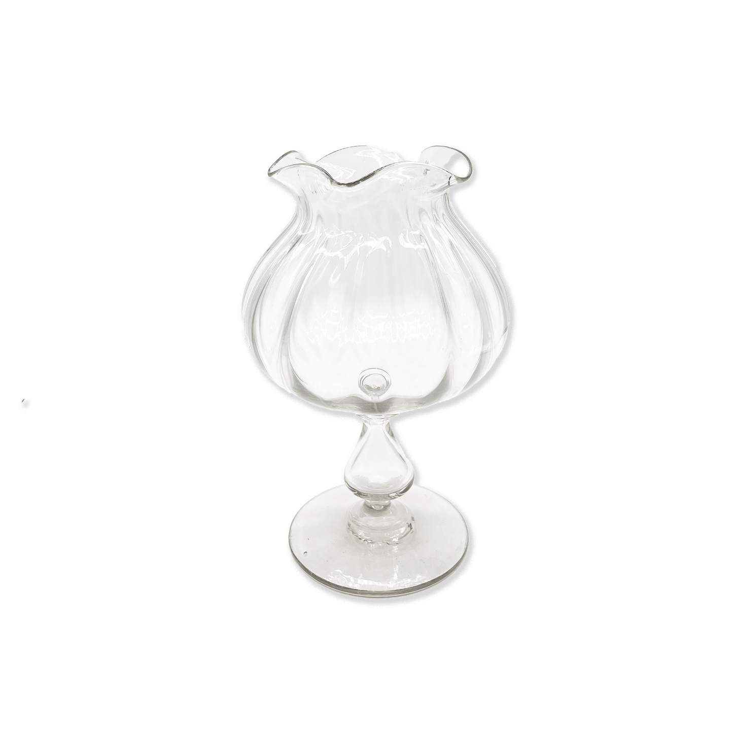 Globular Glass Vase with Wavy Rim