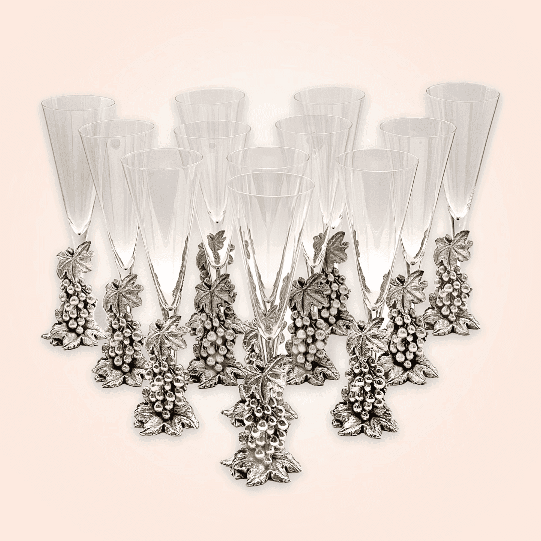 Silver Grapevine Champagne Set for 12 - Galleria Fossi 33