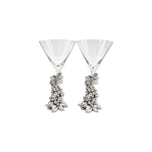 Pair of Silver Grapevine Wine Glasses