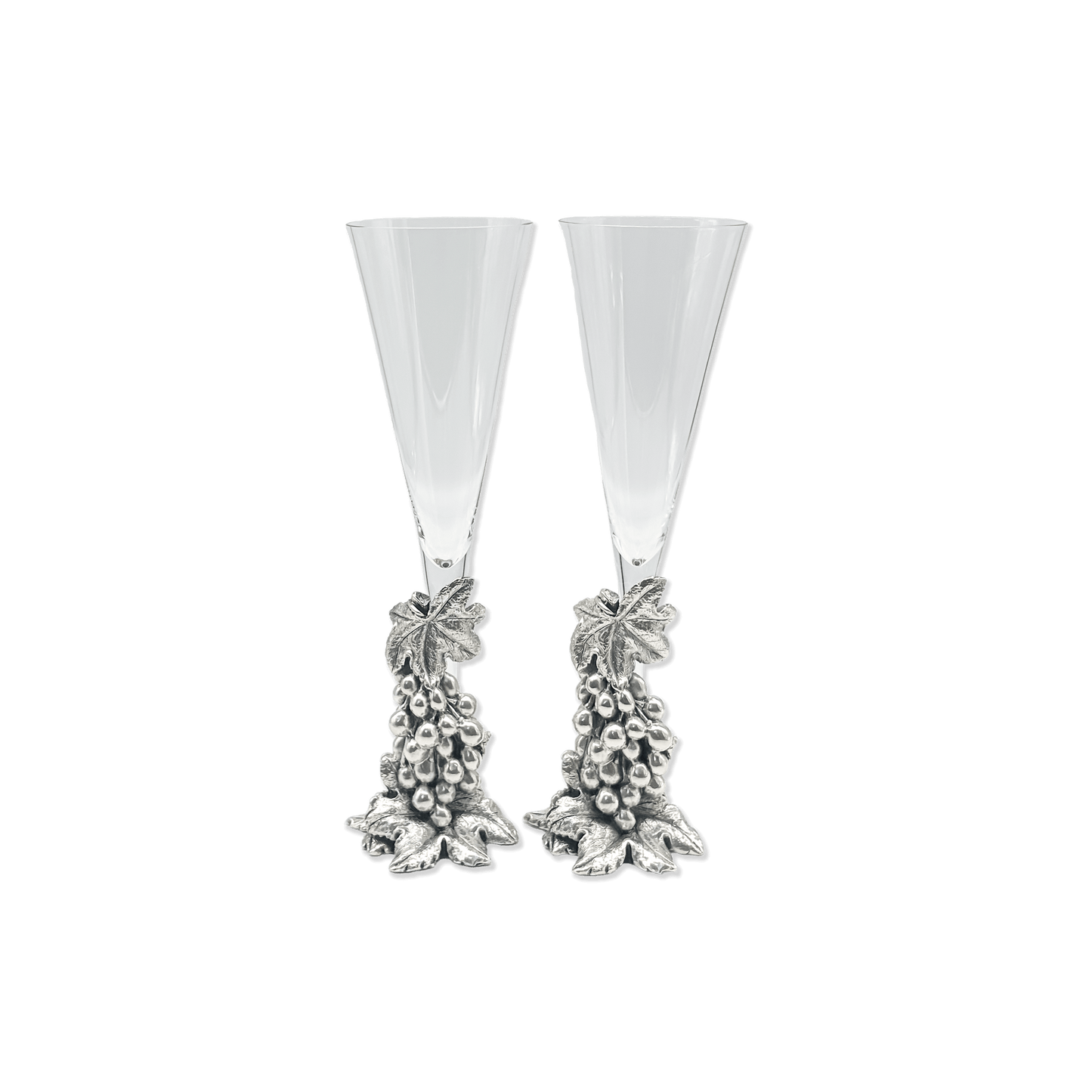 Pair of Silver Grapevine Champagne Glasses