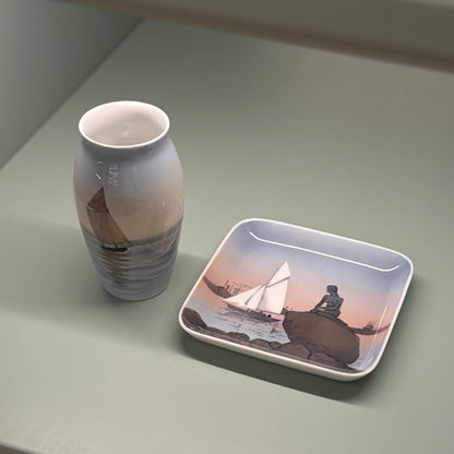 Bing & Grøndahl Danish Sea View Mermaid Vase & Tray Set