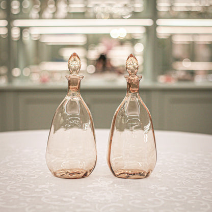 Pair of Amber Yellow Venini Glass Bottles
