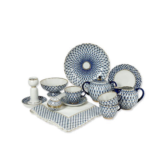 Lomonosov “Cobalt Net” Coffee Service for 6 