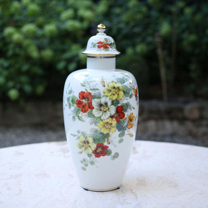 Large Meissen Porcelain Lidded Vase with Cress Blossom Décor