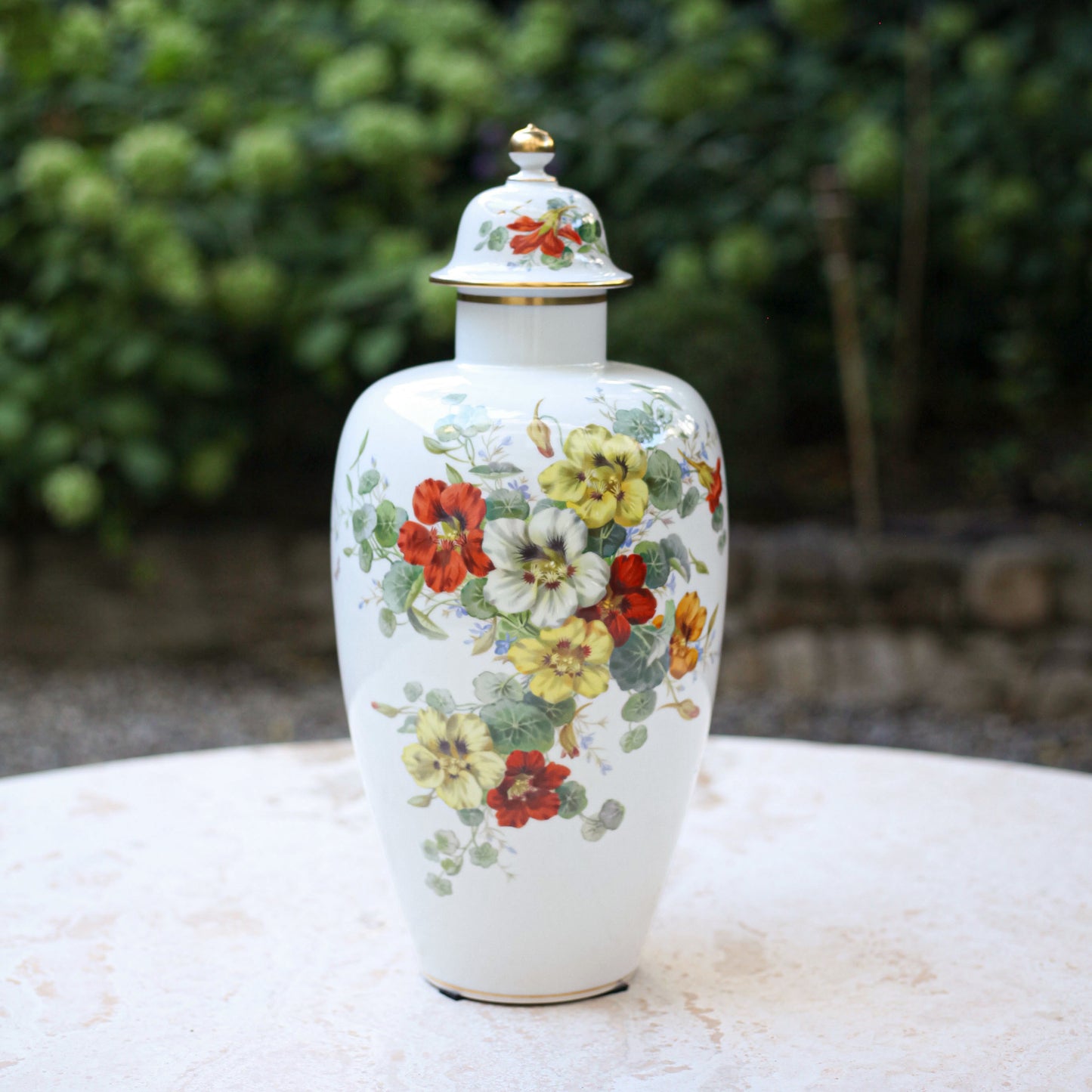 Large Meissen Porcelain Lidded Vase with Cress Blossom Décor