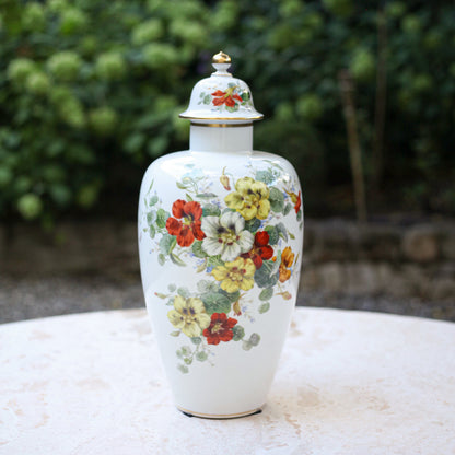 Large Meissen Porcelain Lidded Vase with Cress Blossom Décor
