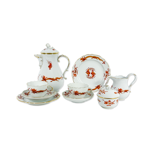 Meissen Red “Court Dragon” Coffee Service for 6