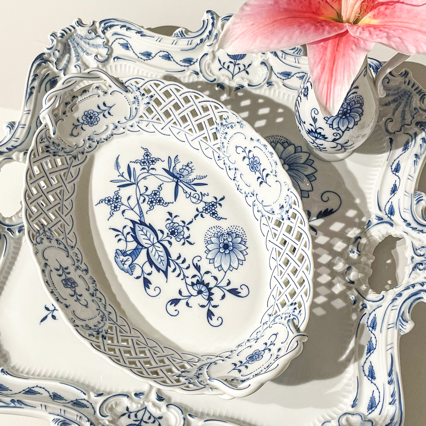 Meissen Blue Onion Oval Basket - Galleria Fossi 33