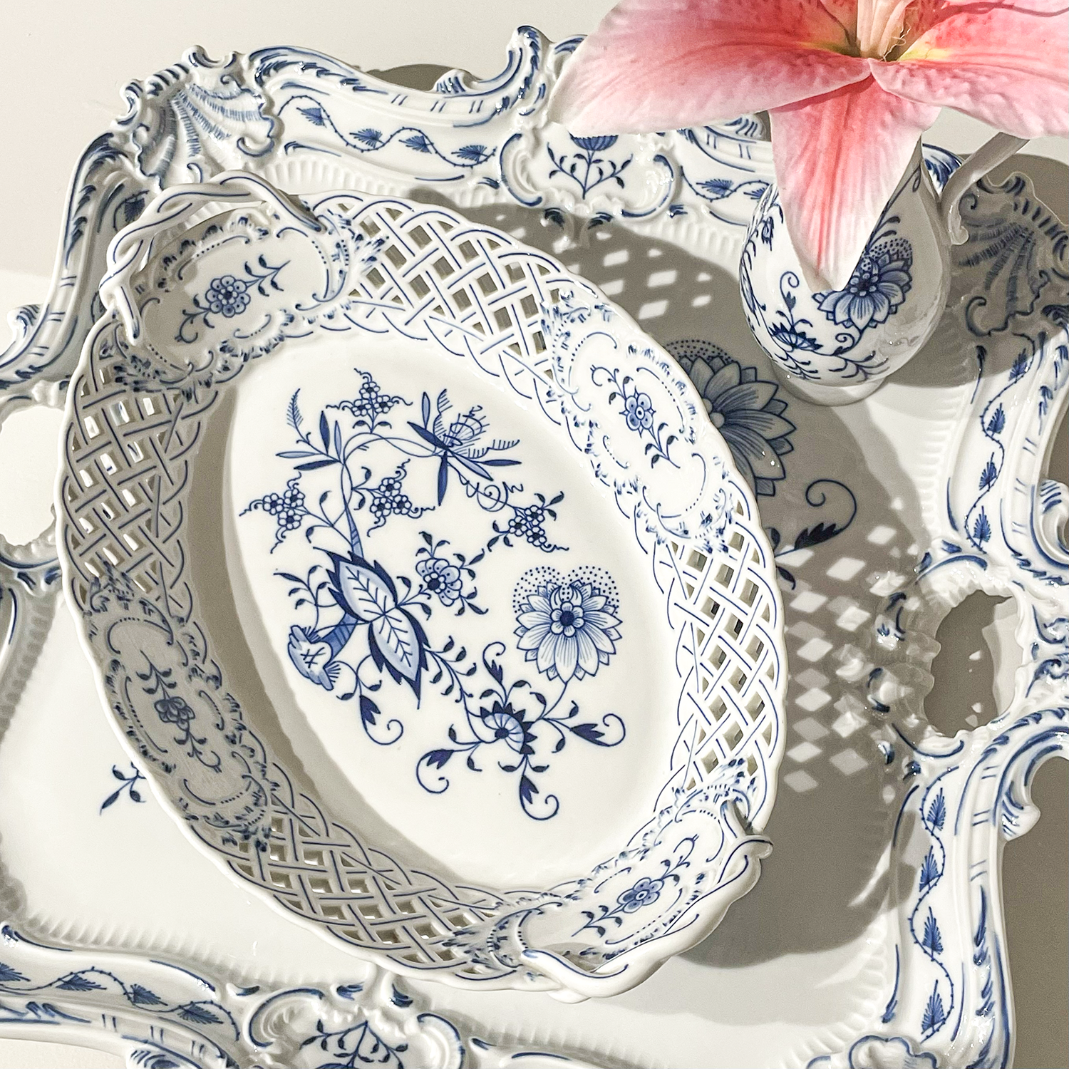 Meissen Blue Onion Oval Basket - Galleria Fossi 33