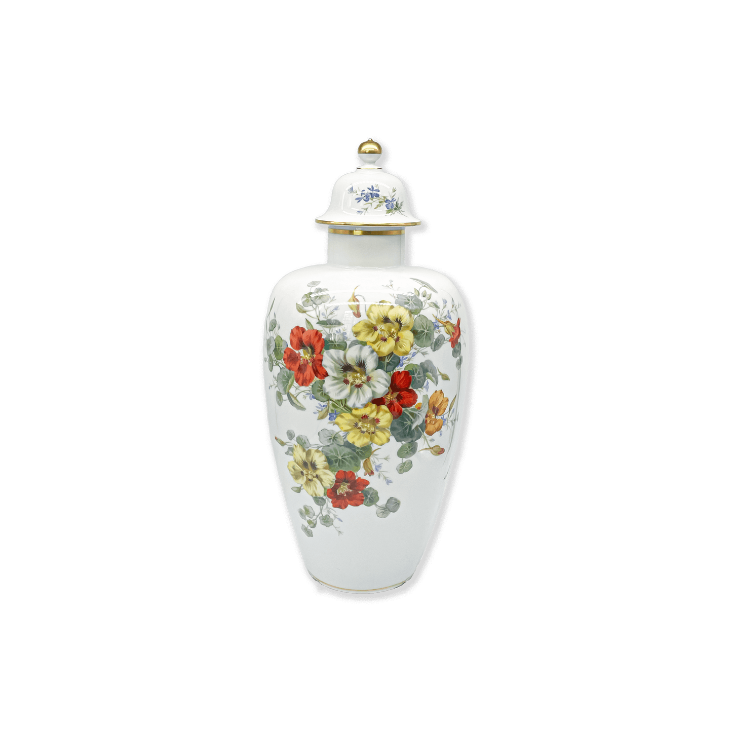 Large Meissen Porcelain Lidded Vase with Cress Blossom Décor