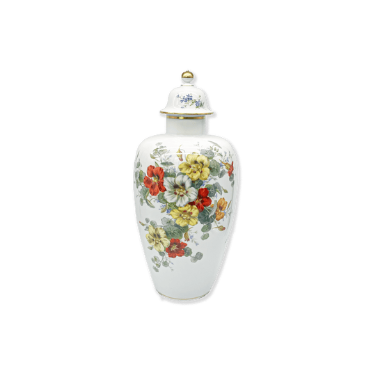 Large Meissen Porcelain Lidded Vase with Cress Blossom Décor