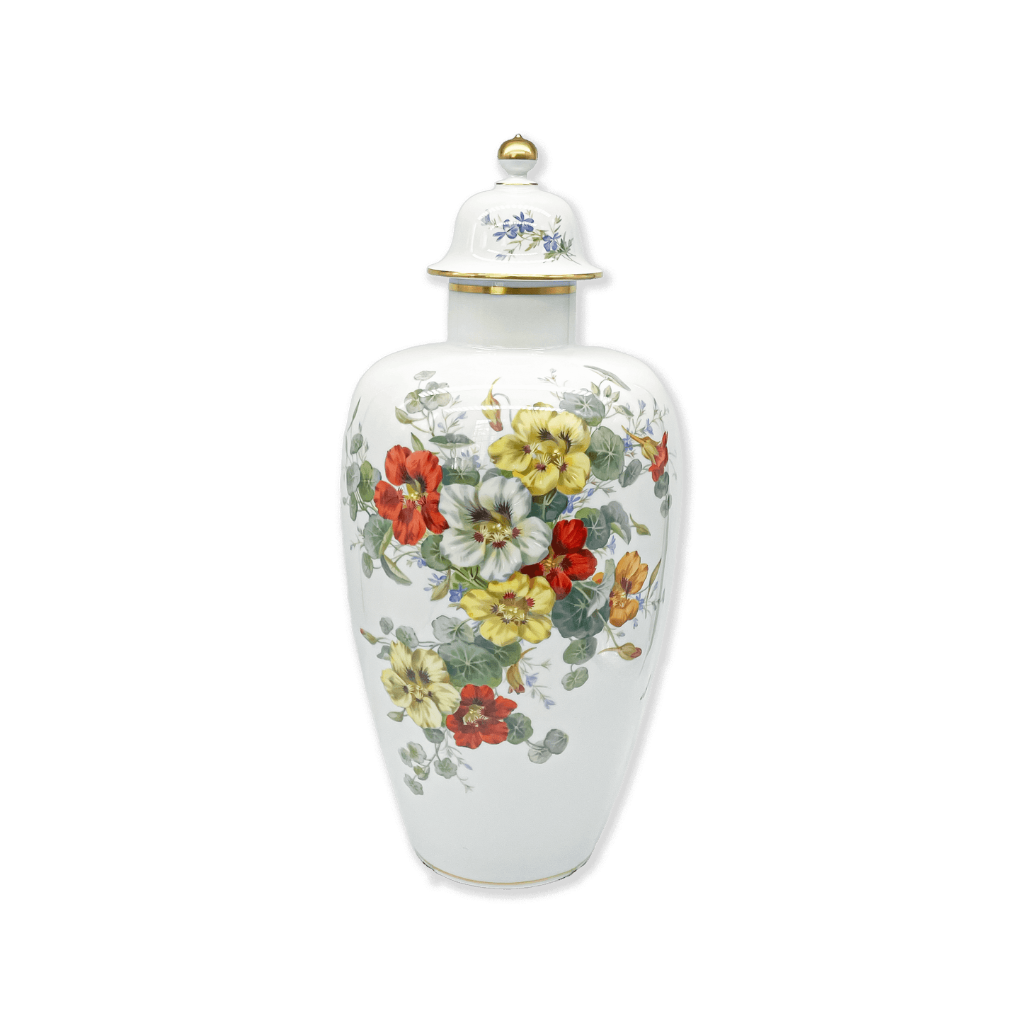 Large Meissen Porcelain Lidded Vase with Cress Blossom Décor