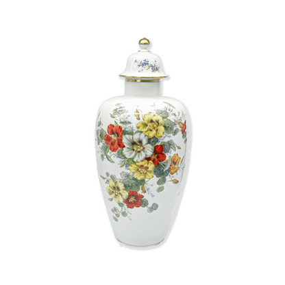 Large Meissen Porcelain Lidded Vase with Cress Blossom Décor