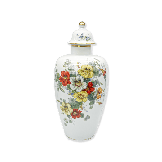 Large Meissen Porcelain Lidded Vase with Cress Blossom Décor