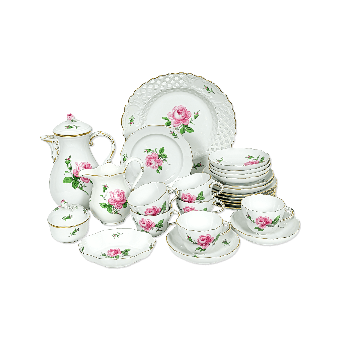 Meissen "Red Rose" Coffee Service of 6