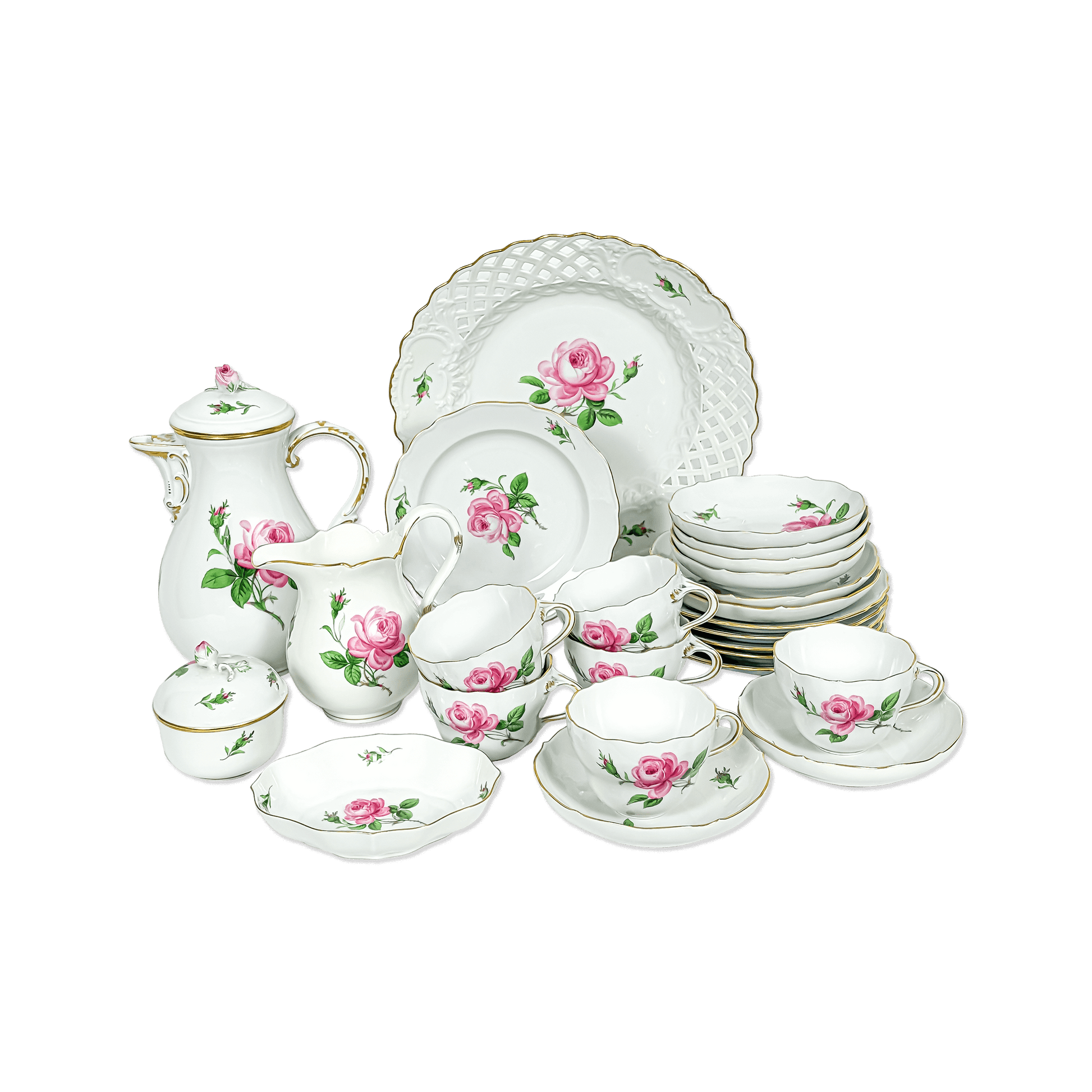Meissen "Red Rose" Coffee Service of 6
