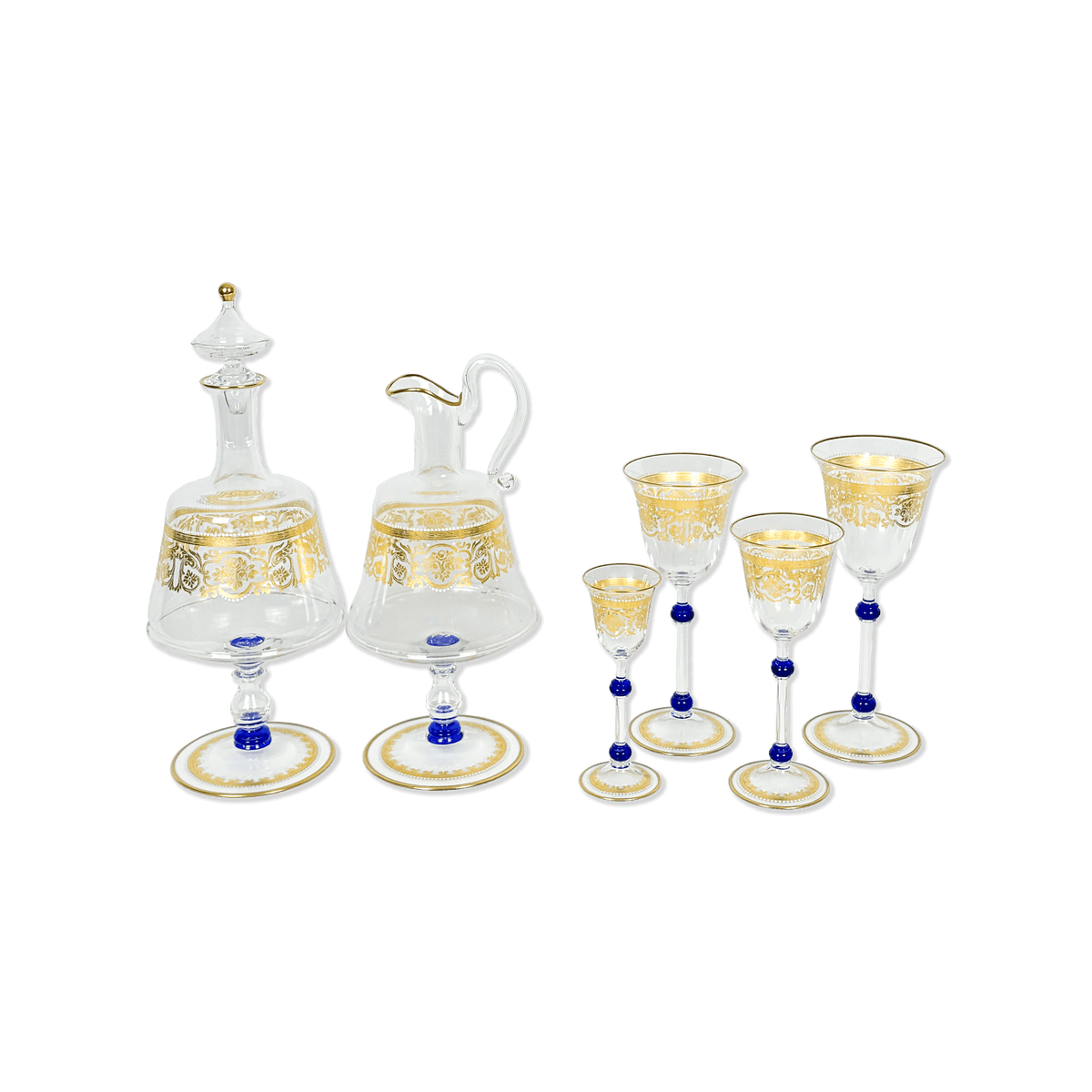 Murano Vintage Glass Service with Gold Floral Pattern - Galleria Fossi 33