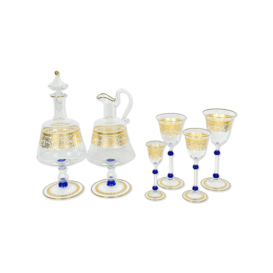 Murano Vintage Glass Service with Gold Floral Pattern - Galleria Fossi 33