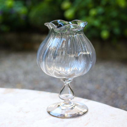 Globular Glass Vase with Wavy Rim
