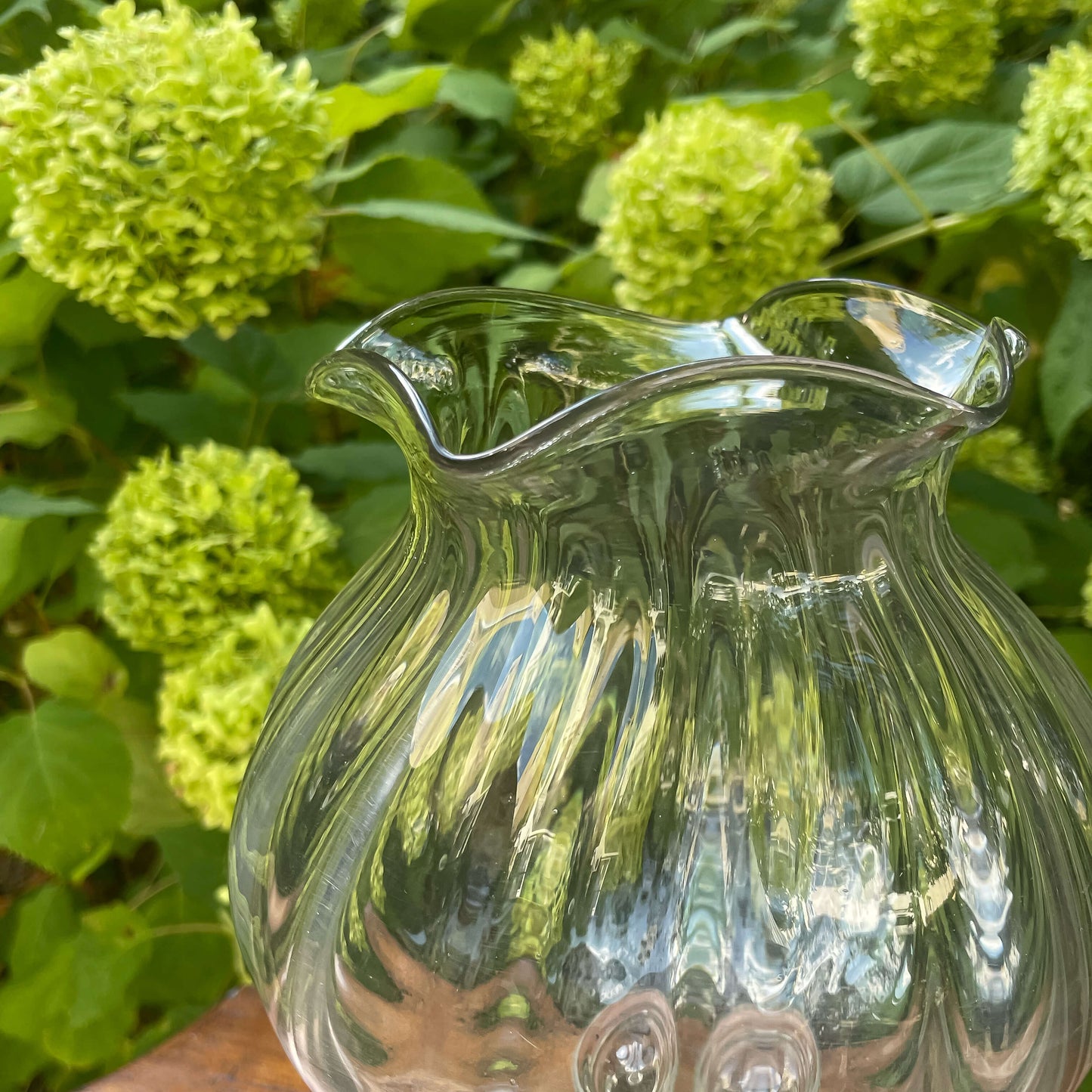 Globular Glass Vase with Wavy Rim