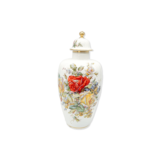 Meissen Lidded Vase Decorated with Roses and Fruits