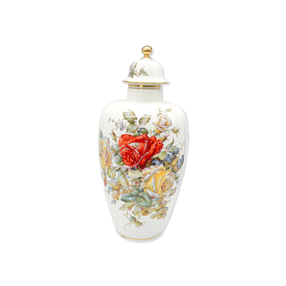 Meissen Lidded Vase Decorated with Roses and Fruits