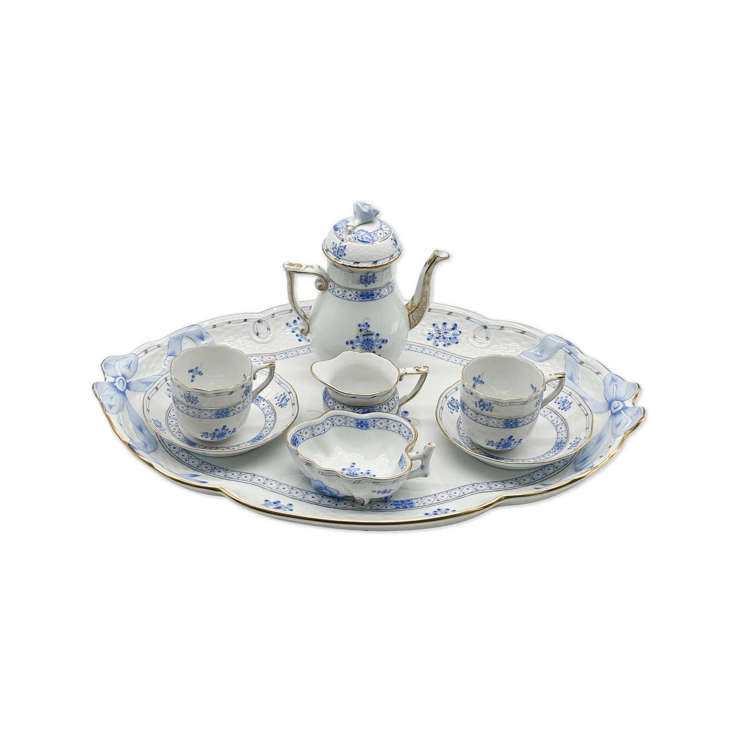 Herend Tête-à-tête Blue and White Coffee Service