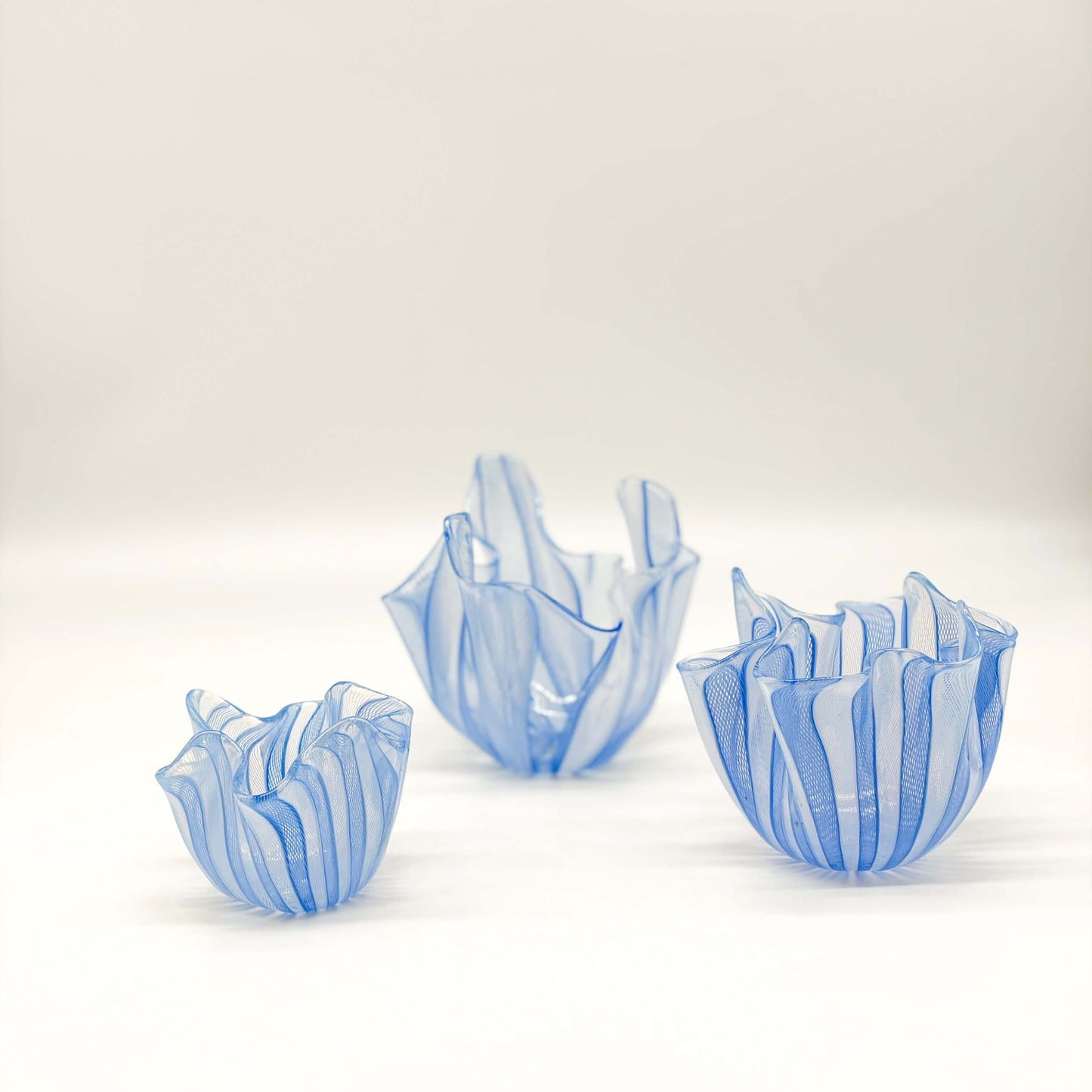Set of 3 Ocean Blue Small Decorative Fazzoletto Vases - Galleria Fossi 33