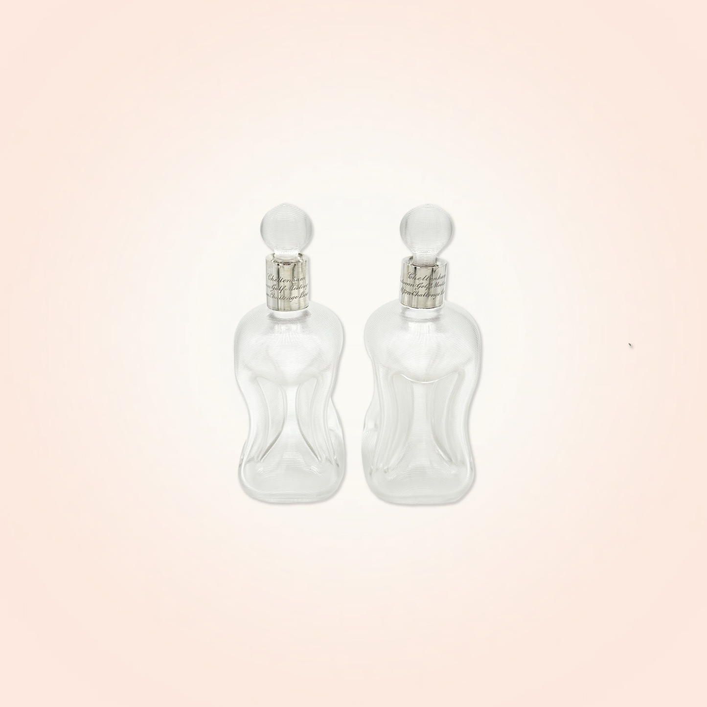 Pair of "Kluk-kluk" Ribbed Glass Decanters