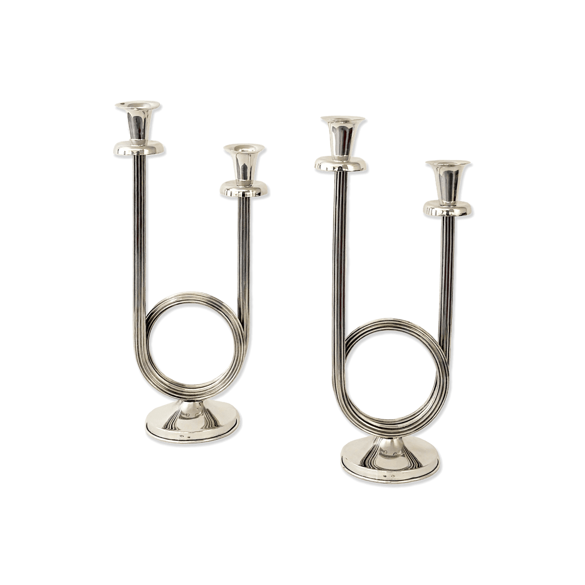 Pair of Silver Loop-Form Double Candlesticks - Galleria Fossi 33