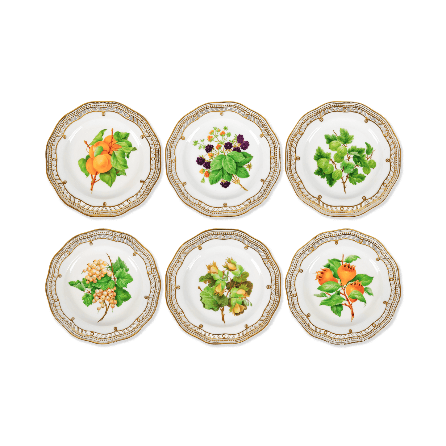 Royal Copenhagen Fruit Plates Set of 6