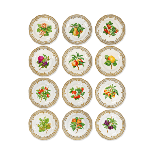 Royal Copenhagen "Flora Danica" Set of 12 Fruit Plates