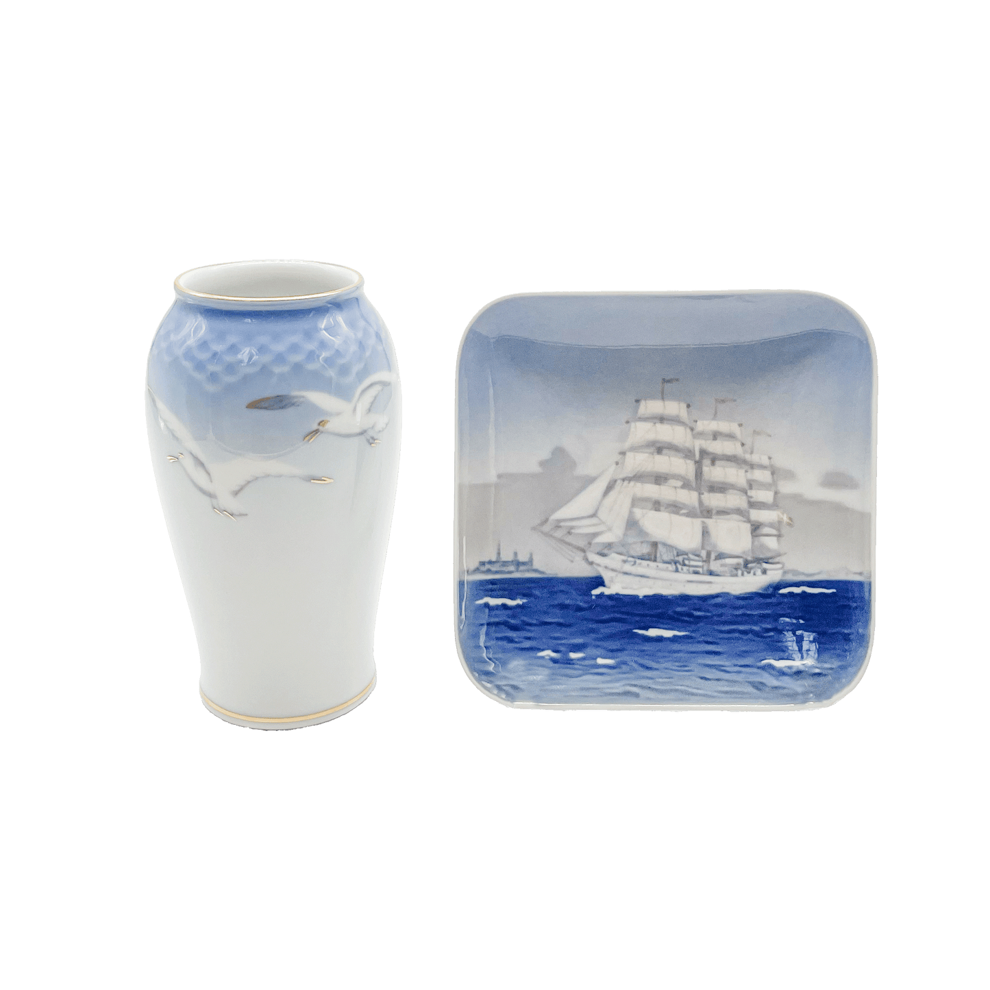 Royal Copenhagen Sea View Vase and Tray Set