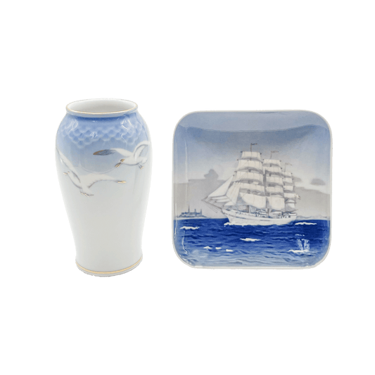 Royal Copenhagen Sea View Vase and Tray Set