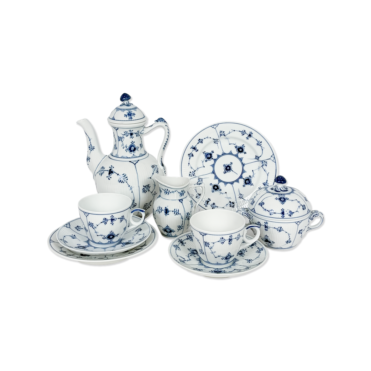 Royal Copenhagen “Blue Fluted Half Lace” Coffee Service for 12