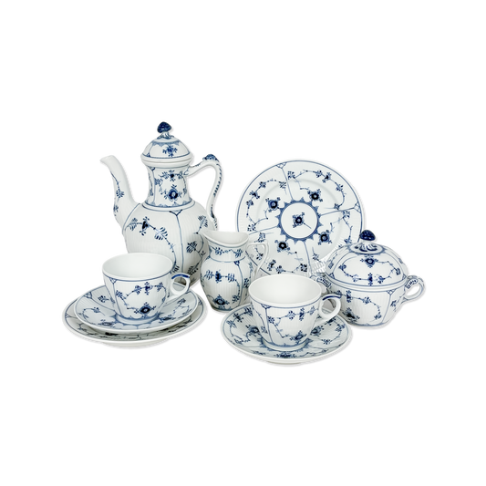 Royal Copenhagen “Blue Fluted Half Lace” Coffee Service for 12