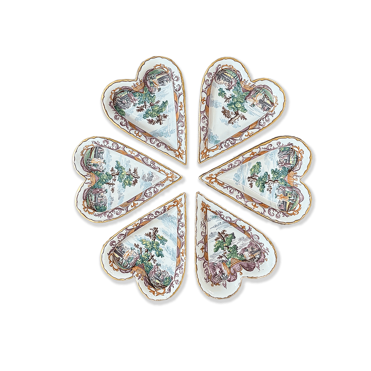 Six Delft Heart-Shaped Sweetmeat Faience Dishes - Galleria Fossi 33