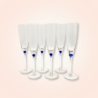 Champagne Flutes with a Cobalt Blue Drop - Galleria Fossi 33