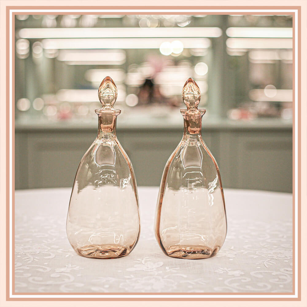 Pair of Amber Yellow Venini Glass Bottles - Galleria Fossi 33