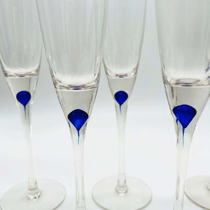 Champagne Flutes with a Cobalt Blue Drop - Galleria Fossi 33