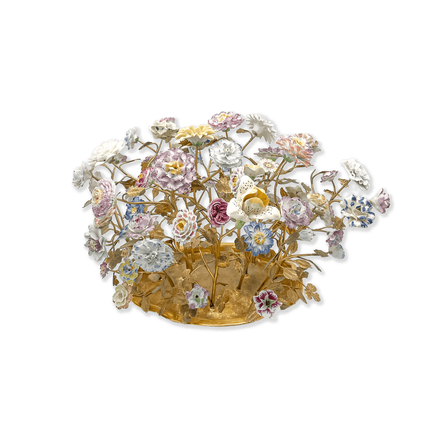 Brass Mounted Table Centerpiece with Vincennes-style Flowers