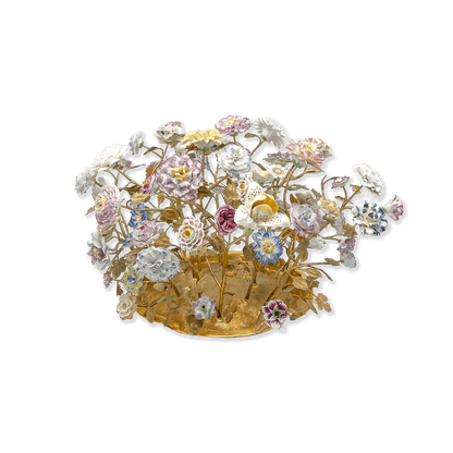 Brass Mounted Table Centerpiece with Vincennes-style Flowers