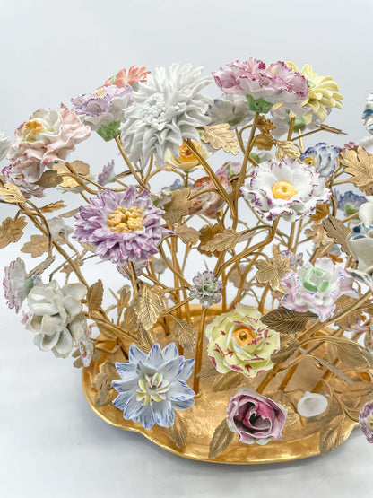 Brass Mounted Table Centerpiece with Vincennes-style Flowers
