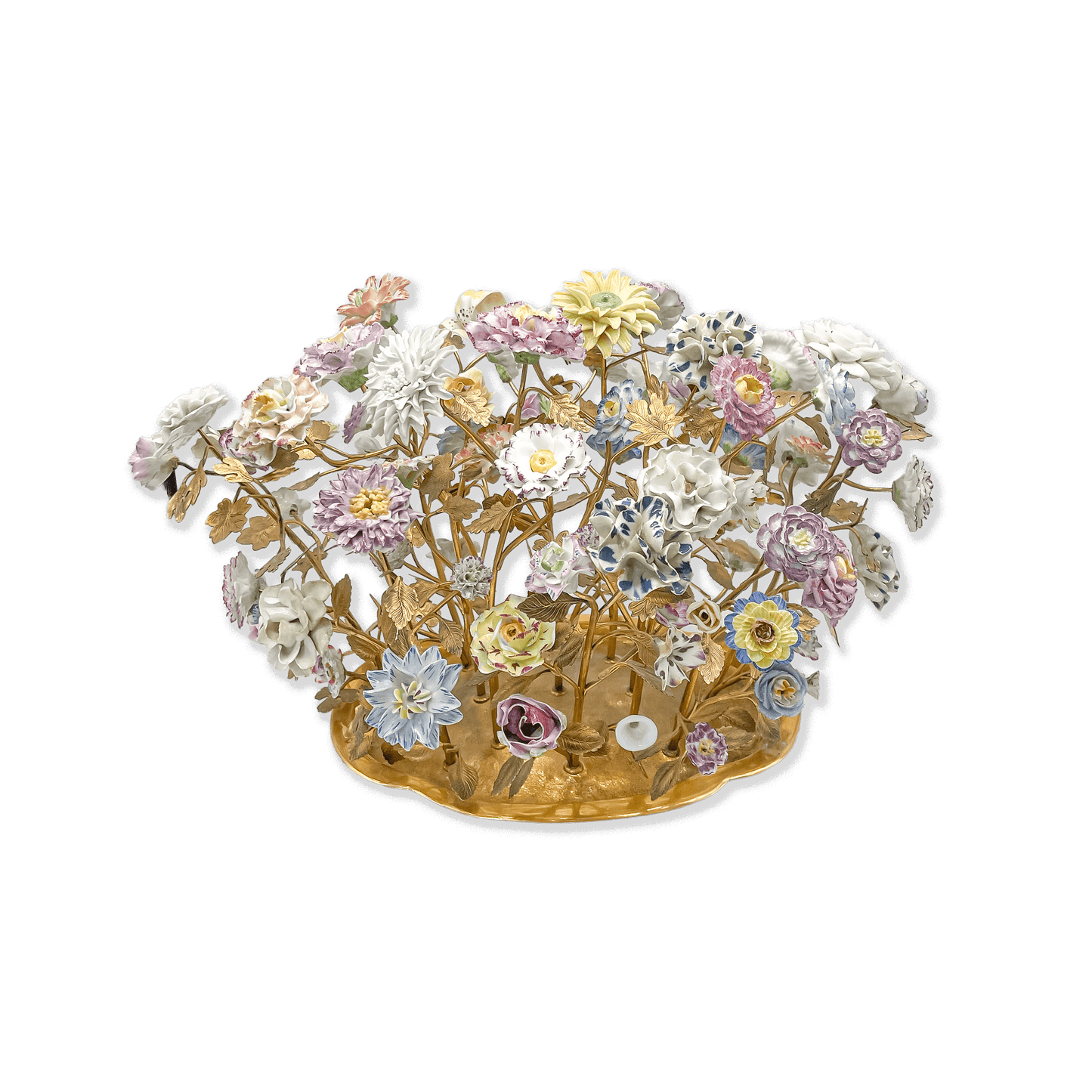 Brass Mounted Table Centerpiece with Vincennes-style Flowers