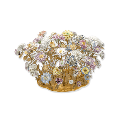 Brass Mounted Table Centerpiece with Vincennes-style Flowers
