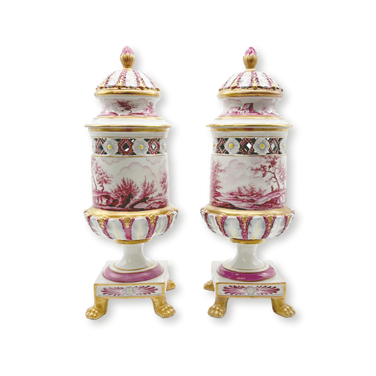 Pair of Gilded Porcelain Vases