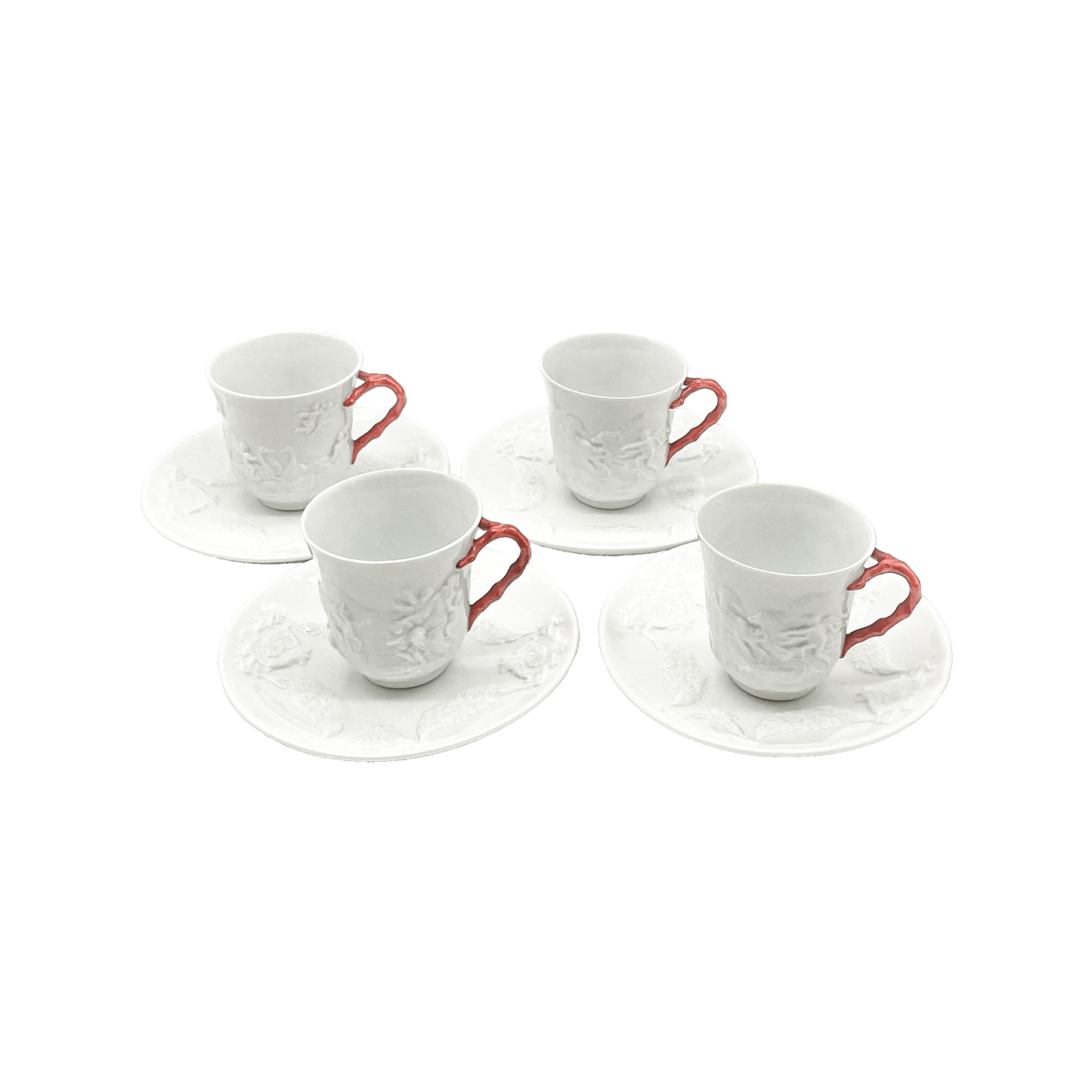 Ginori White Porcelain Coffee Set of 4