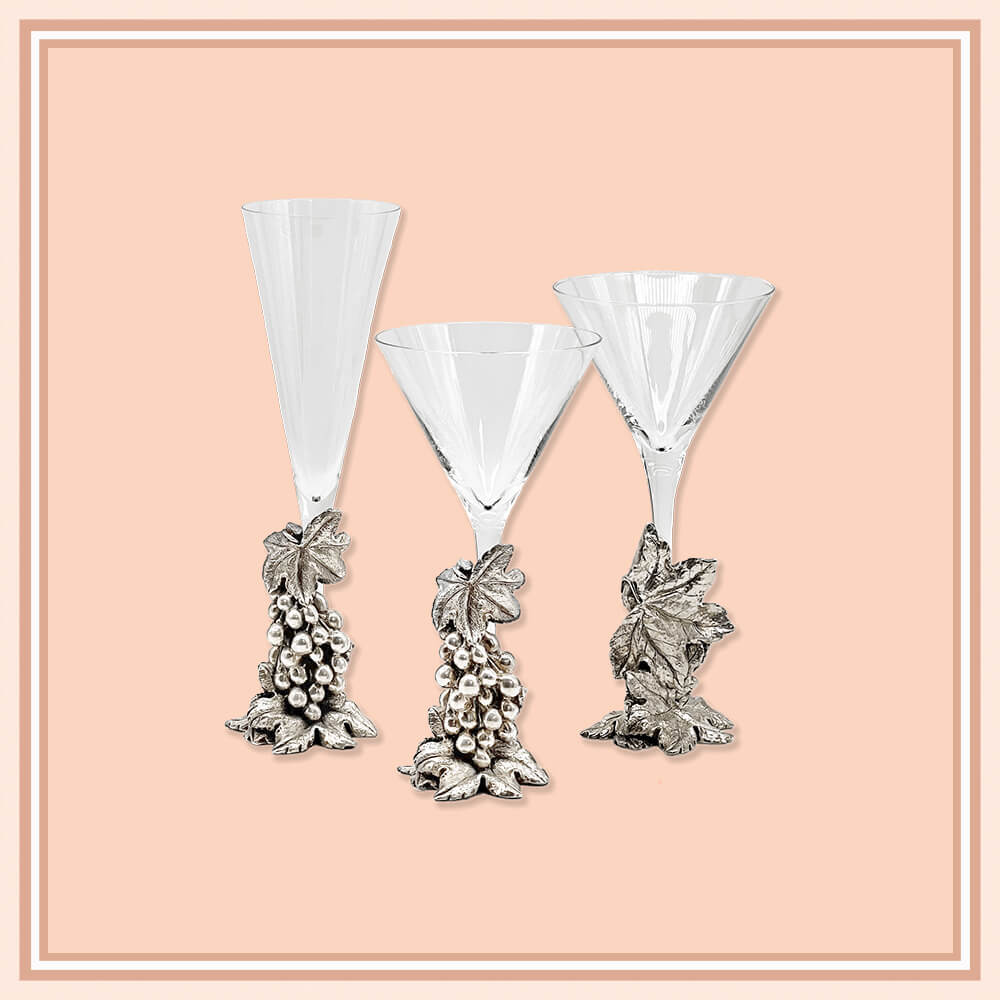 Silver Grapevine White Wine Set for 10