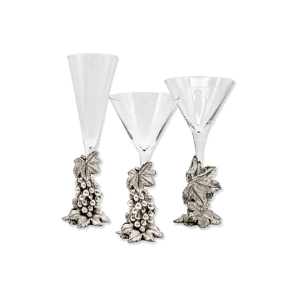 Pair of Silver Grapevine Wine Glasses